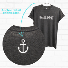 Load image into Gallery viewer, anchor detail on the back of resilient t-shirt
